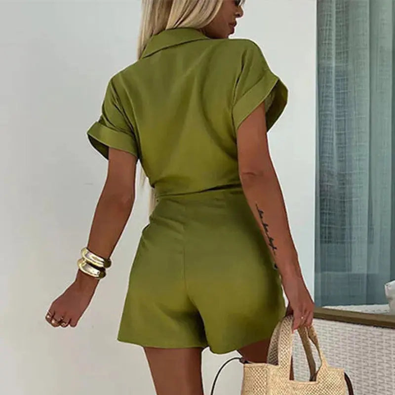 Kvinne Jumpsuit Kortermet Lett Pustende Materiale 2