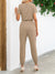 Kvinne Jumpsuit med Kort Erme V-Hals og Lommer 2