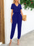 Kvinne Jumpsuit med Kort Erme V-Hals og Lommer 6