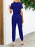 Kvinne Jumpsuit med Kort Erme V-Hals og Lommer 8