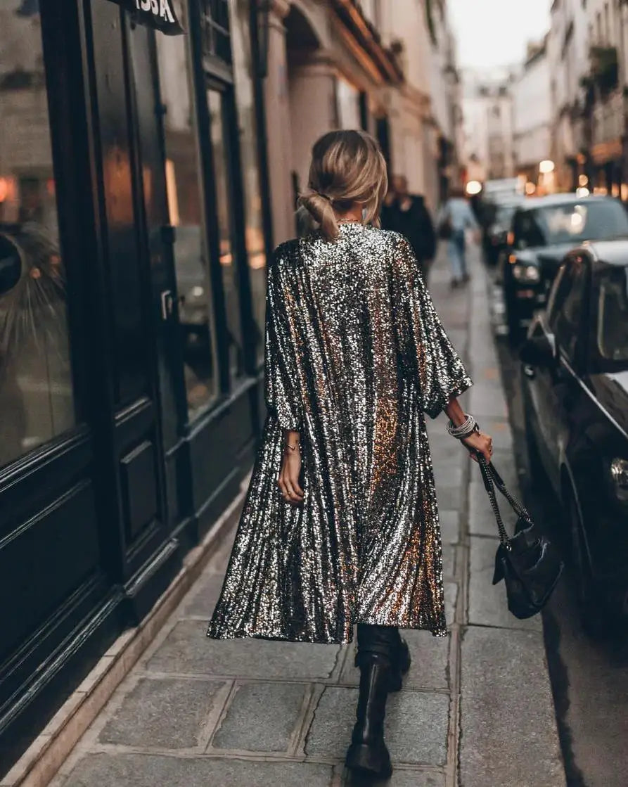 Kvinne Kimono med Glitrende Detaljer 2