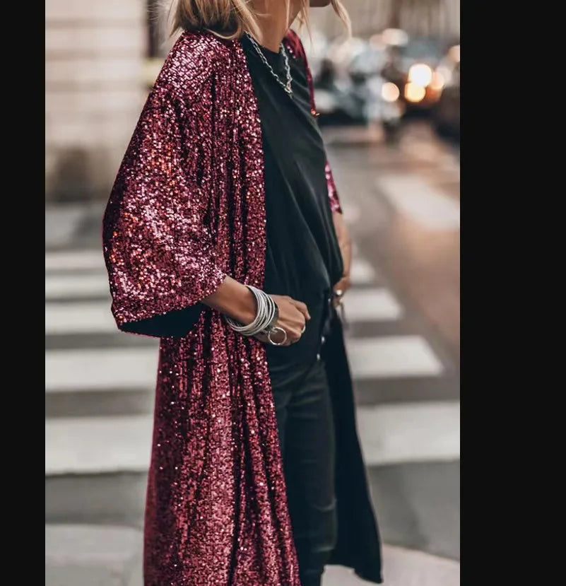 Kvinne Kimono med Glitrende Detaljer 7