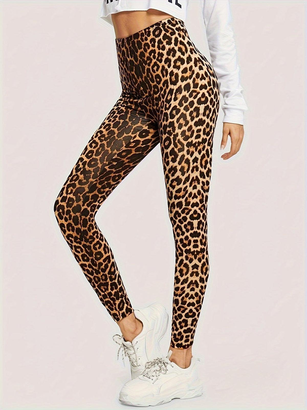 Kvinne Leggings Luipaardprint Trendy Polyester Spandex 3