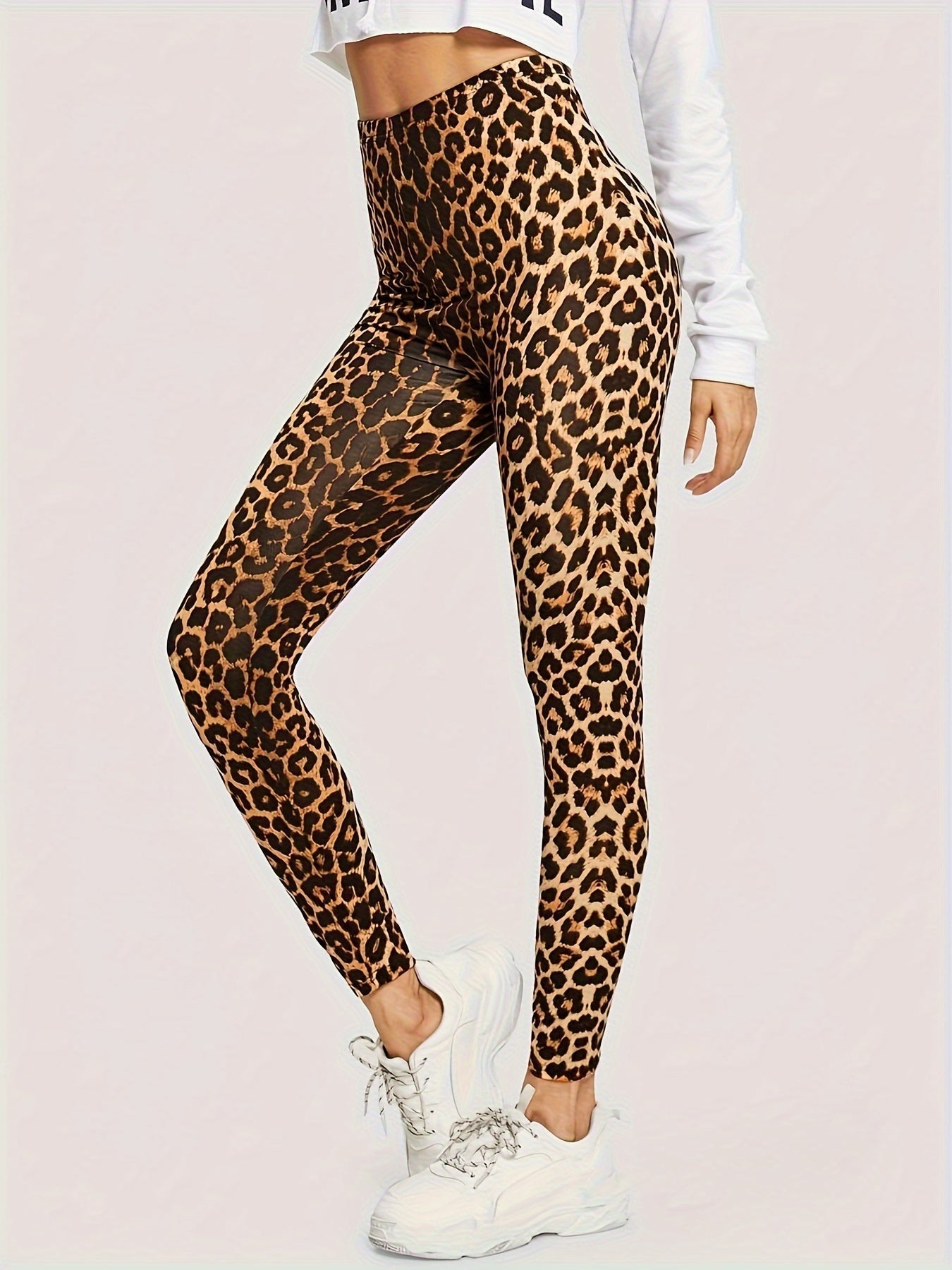 Kvinne Leggings Luipaardprint Trendy Polyester Spandex 3