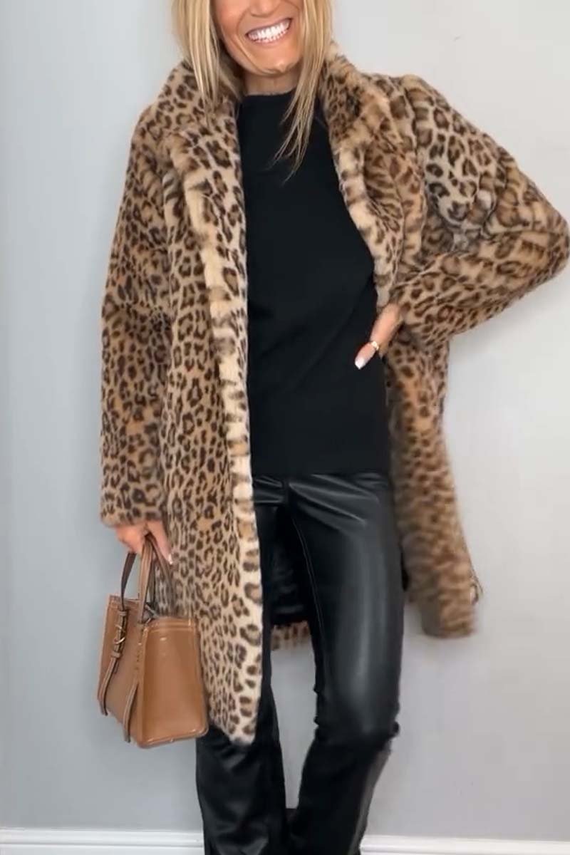 Kvinne Leopardfrakk med Skreddersydd Silhuett 2