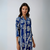 Kvinne Loose Printed Kjole med V-Hals 1