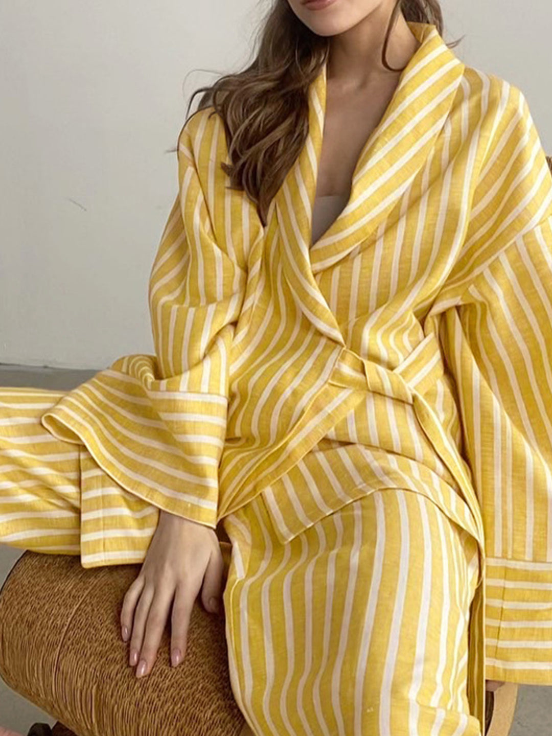Kvinne Lounge Set To-delt Oversized Lettvekt Vevd Stoff 6