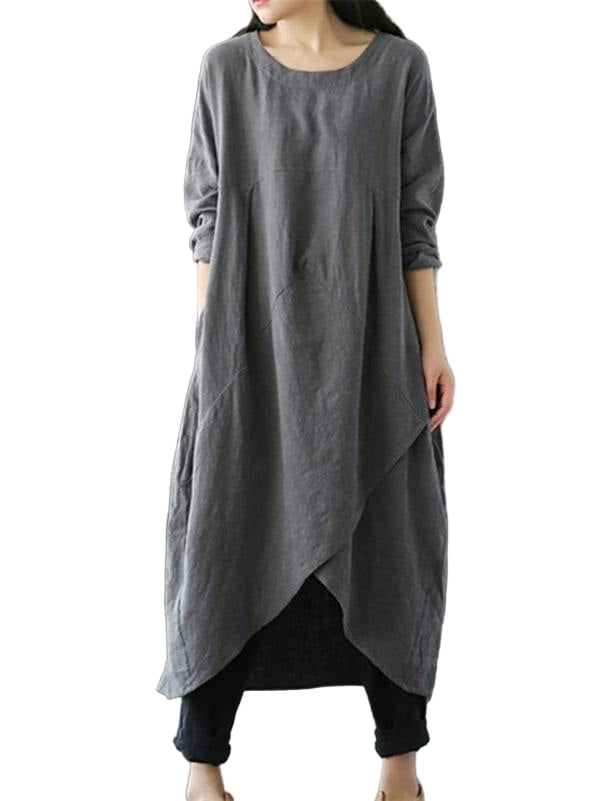 Kvinne Maxi Kjole Asymmetrisk Hals 0