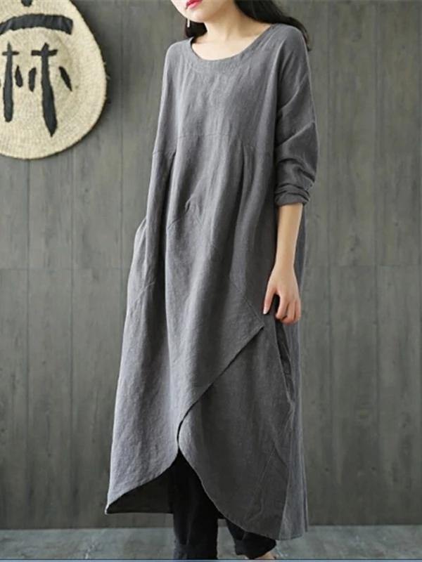 Kvinne Maxi Kjole Asymmetrisk Hals 1