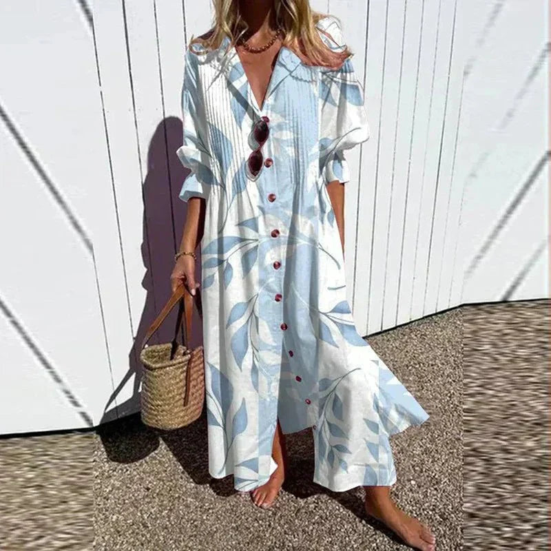Kvinne Maxi Kjole Boho Stil Lett Pustende Materiale 6