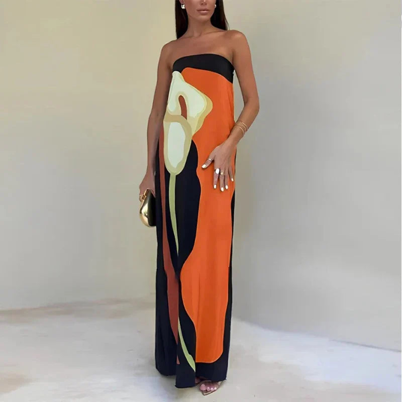 Kvinne Maxi Kjole Flytende Design 3