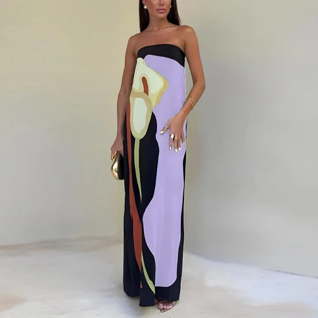 Kvinne Maxi Kjole Flytende Design 4