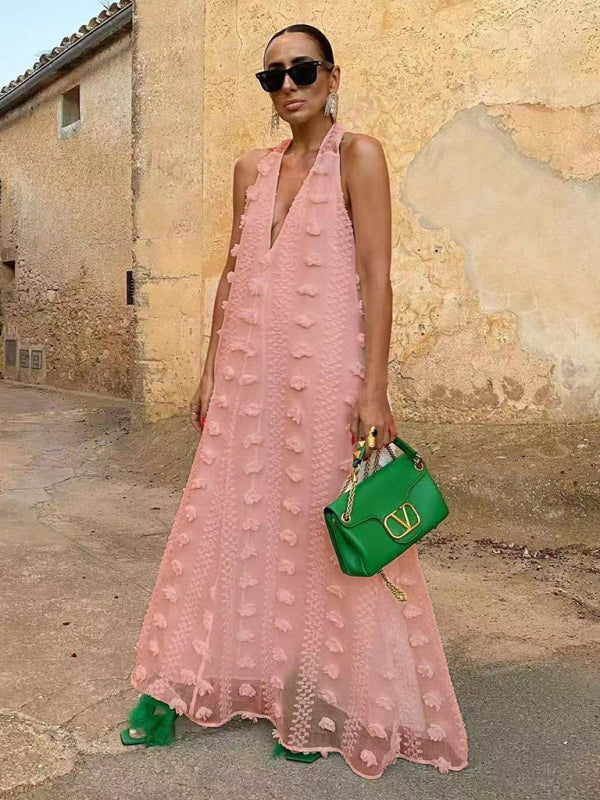 Kvinne Maxi Kjole Halter Blomstermønster 2