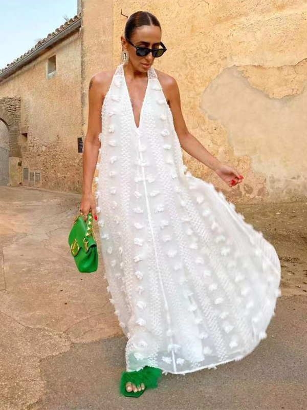 Kvinne Maxi Kjole Halter Blomstermønster 4