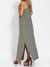 Kvinne Maxi Kjole Halter med Side Slit i Bomulls- og Linblanding 2
