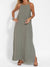 Kvinne Maxi Kjole Halter med Side Slit i Bomulls- og Linblanding 4