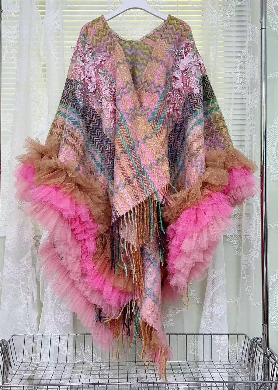 Kvinne Mid Cape Kjole med Print og Tyll Detaljer 3