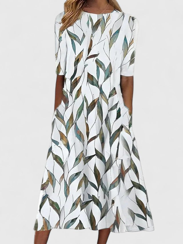 Kvinne Midi Kjole Blomsterprint 1