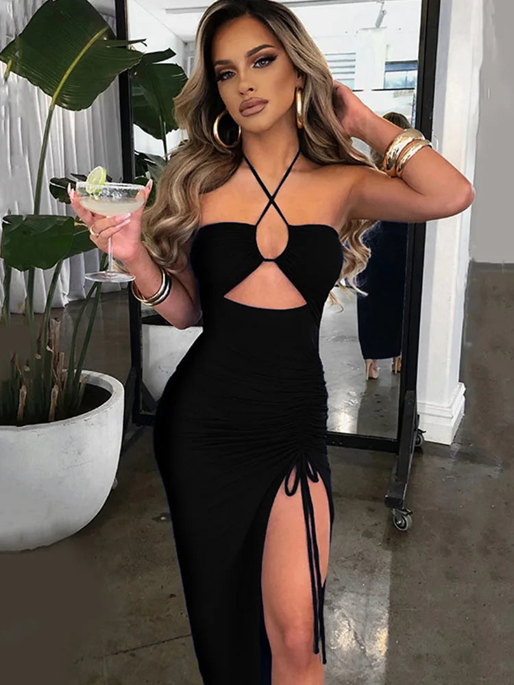 Kvinne Midi Kjole Ermeløs Bodycon Design 8