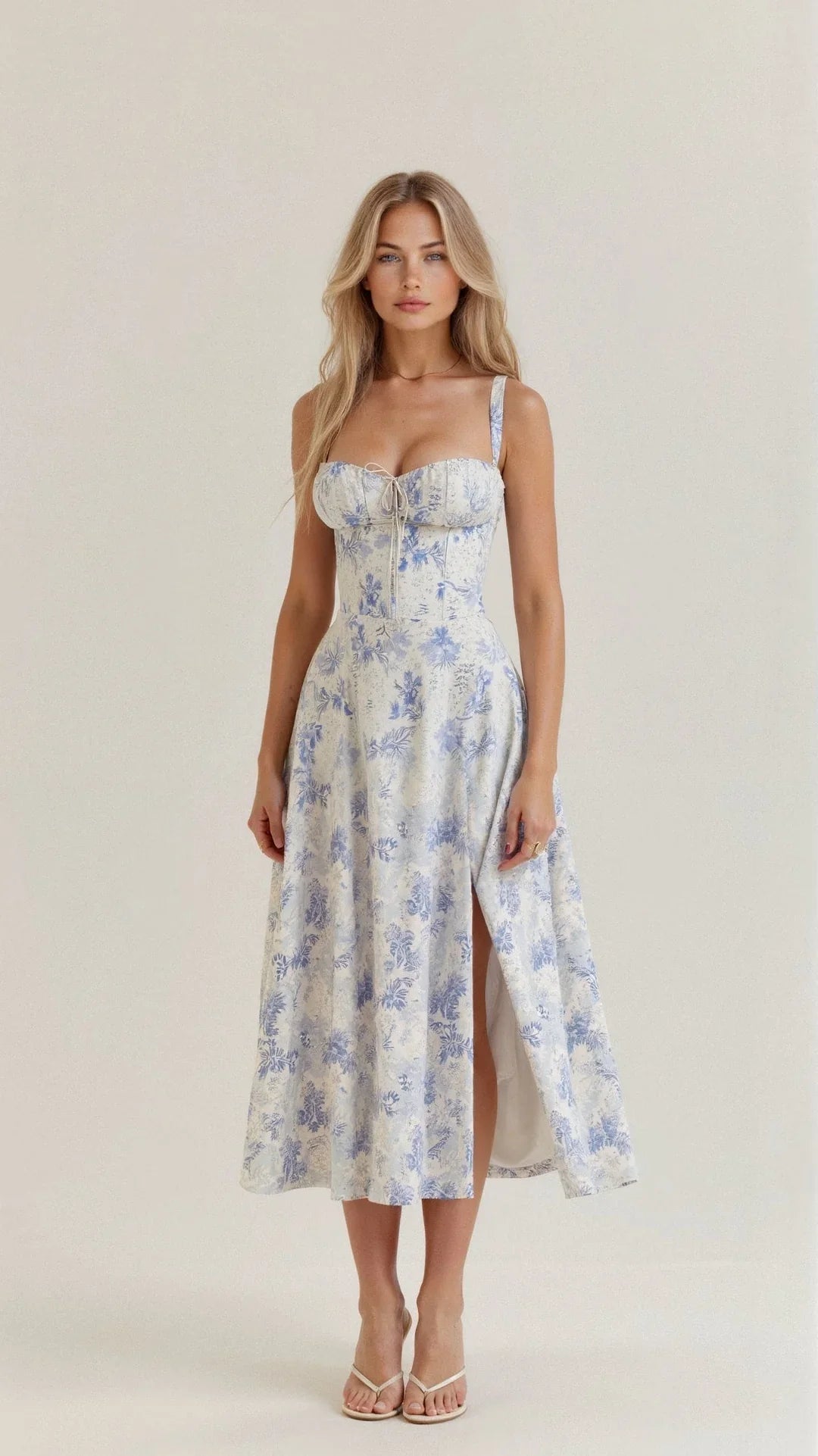 Kvinne Midikjole med Blomstermønster 1