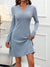 Kvinne Mini Kjole Langermet Notched Polyester Spandex 2