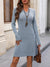 Kvinne Mini Kjole Langermet Notched Polyester Spandex 4