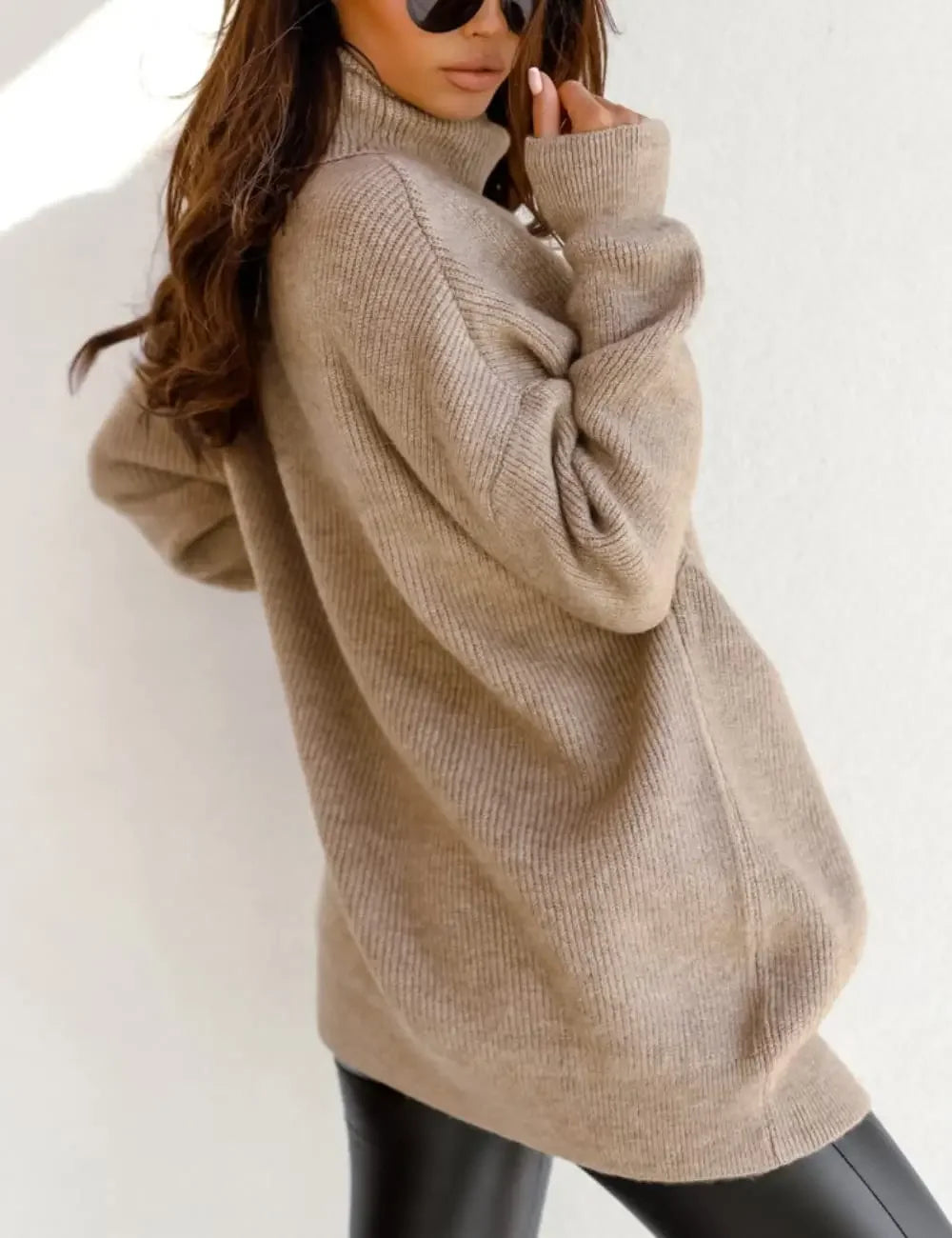 Kvinne Oversized Genser Tykke Viskose Turtleneck 2