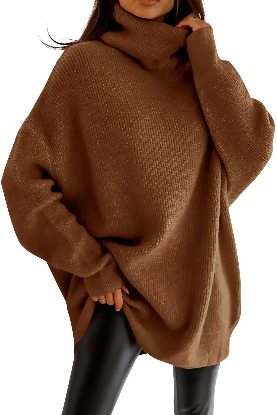Kvinne Oversized Genser Tykke Viskose Turtleneck 3