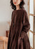 Kvinne Plus Size Corduroy Kjole med Lommer og Knapp 4