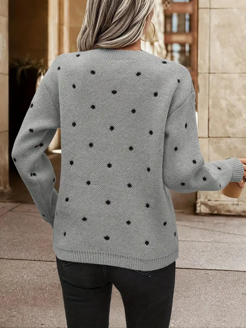 Kvinne Polkadot Langermet Genser Kattun 2