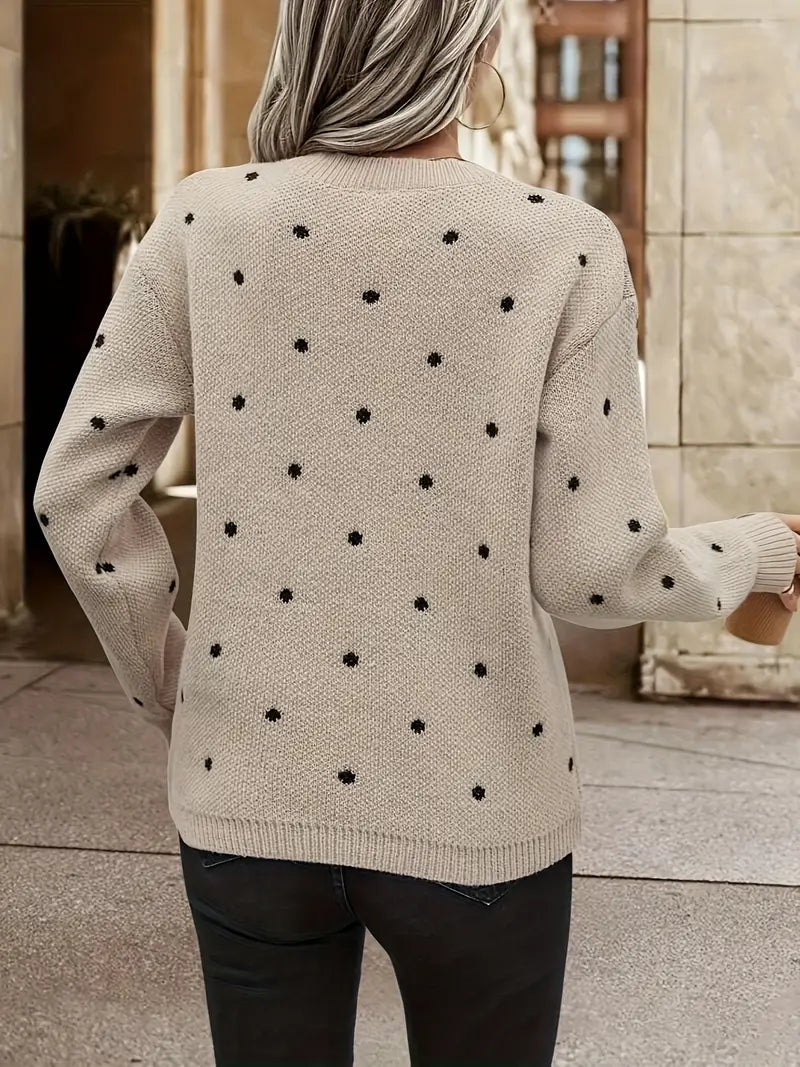Kvinne Polkadot Langermet Genser Kattun 7