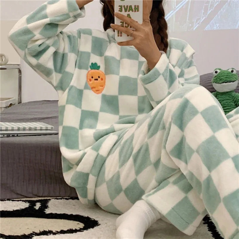 Kvinne Pyjamasett Komfortabel Katoen 3