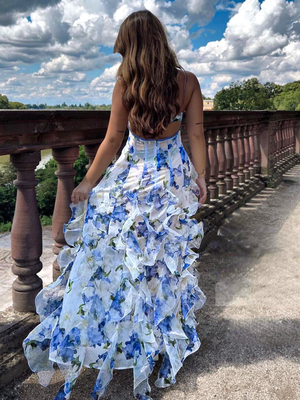 Kvinne Ruffled Floral Kjole 2