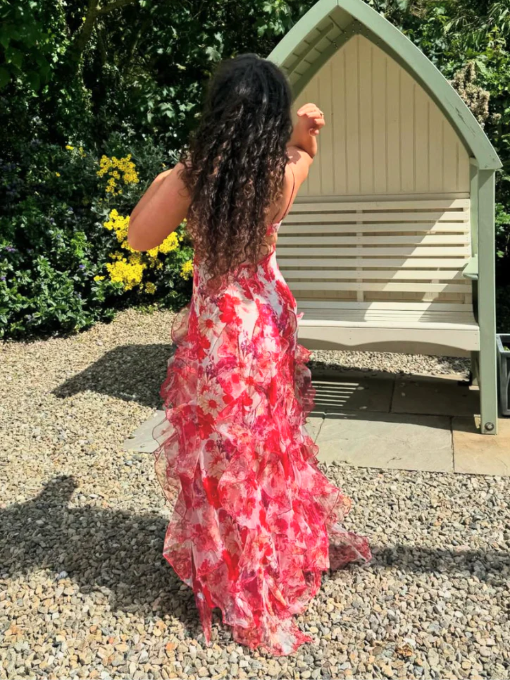 Kvinne Ruffled Floral Kjole 7