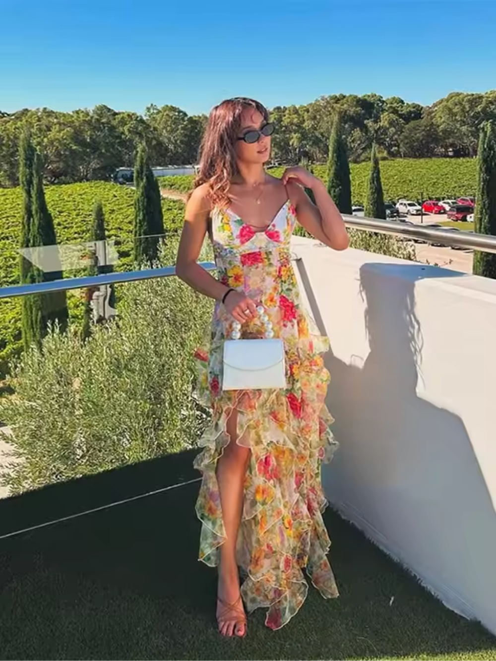 Kvinne Ruffled Floral Kjole 9