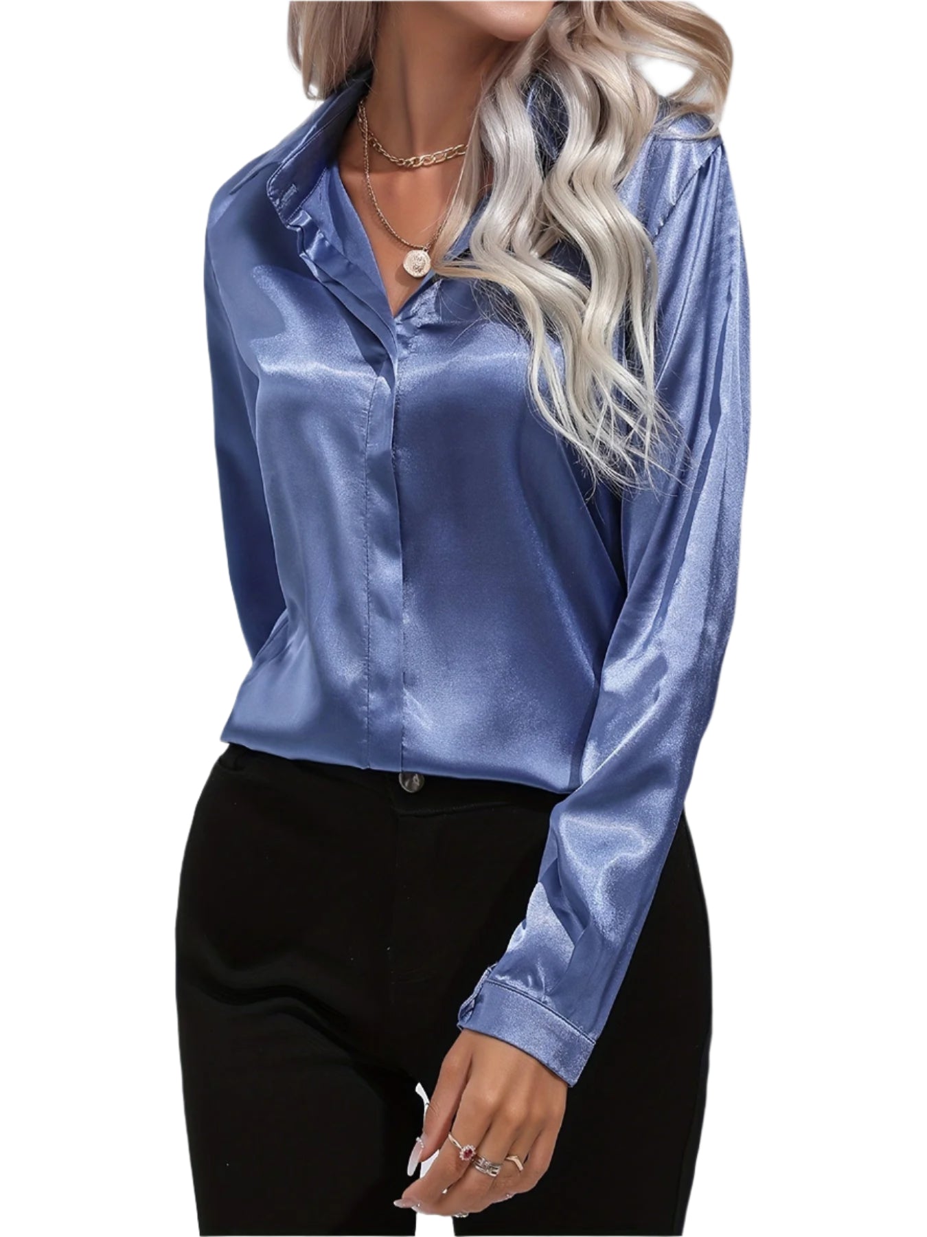 Kvinne Satin Bluse Chic Høststil 0