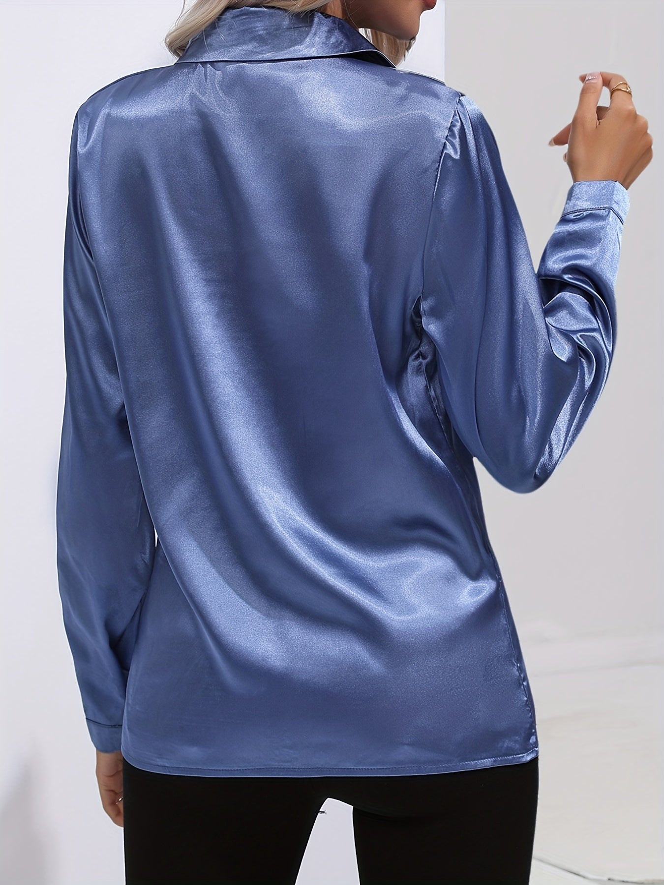 Kvinne Satin Bluse Chic Høststil 1