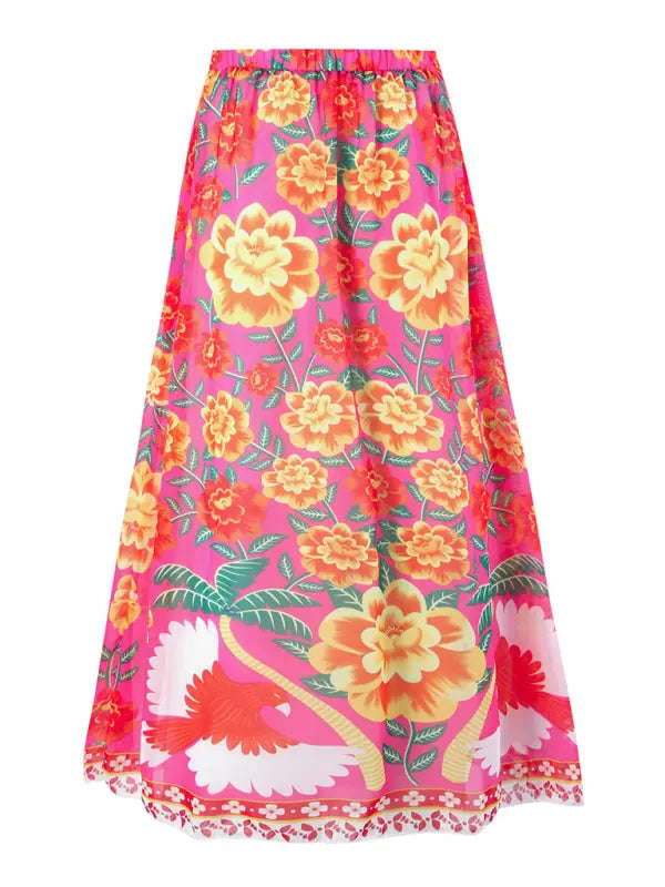Kvinne Skjørtet Badedrakt Blomsterdesign 12