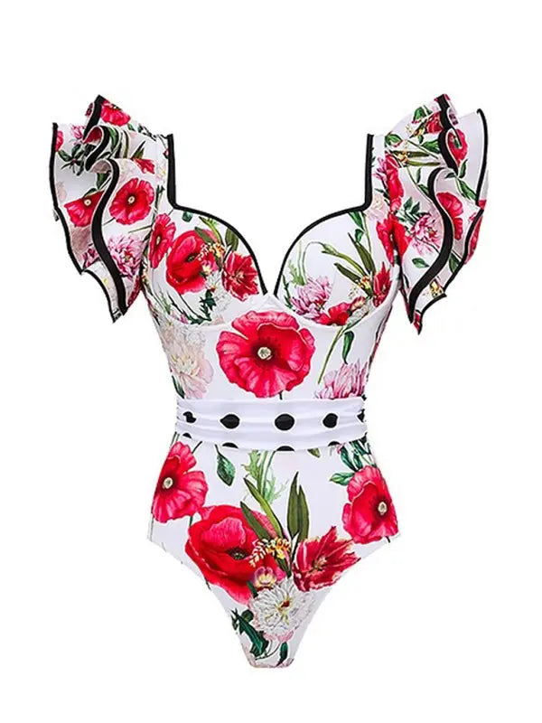Kvinne Skjørtet Badedrakt Blomsterdesign 6