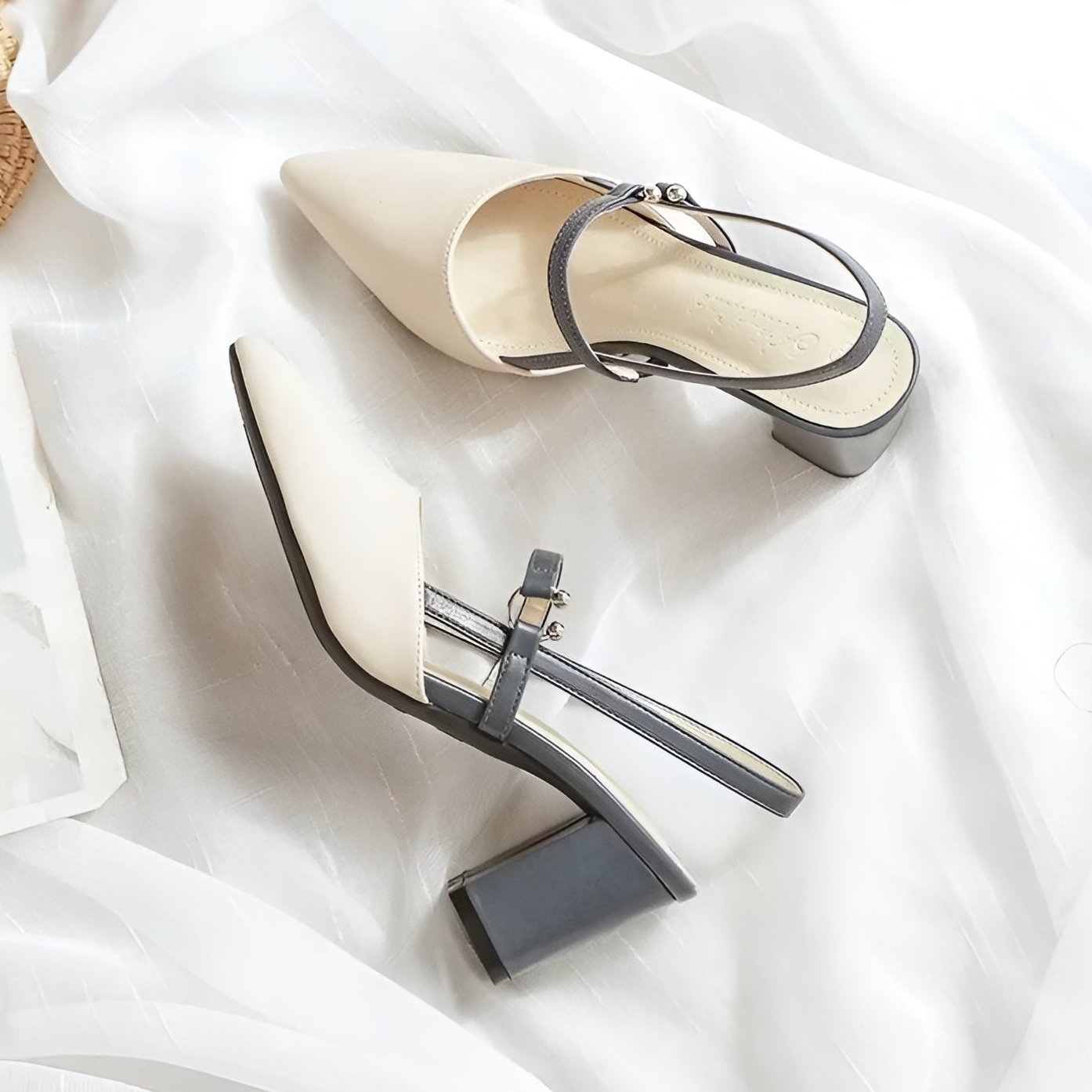Kvinne Slingback Hæler med Spiss Tå 5