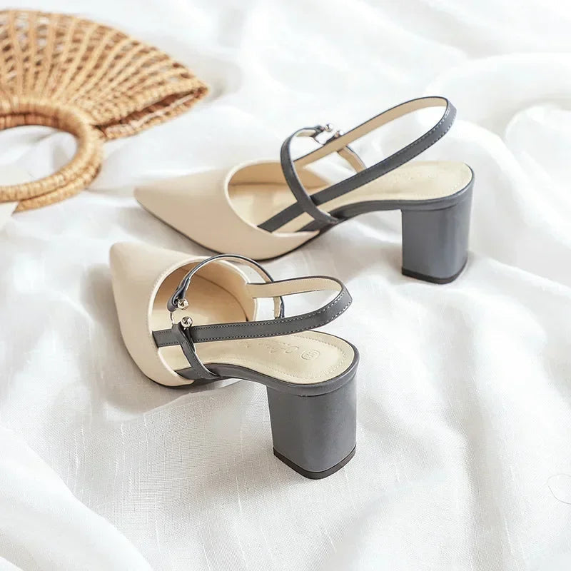 Kvinne Slingback Hæler med Spiss Tå 6