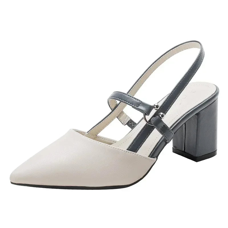 Kvinne Slingback Hæler med Spiss Tå 8
