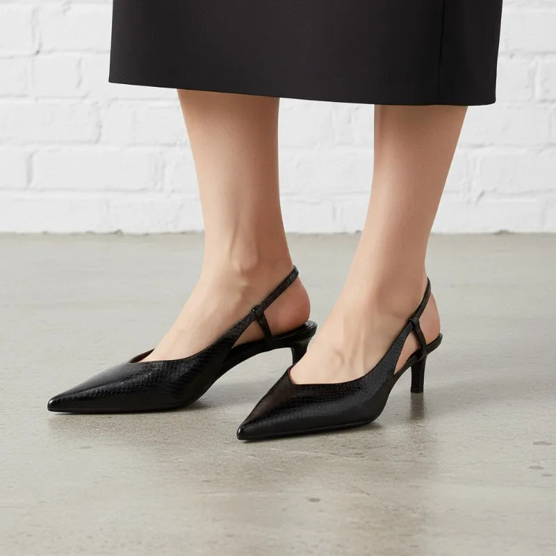 Kvinne Slingbacks Spiss Tå Pythonpregede Design 2