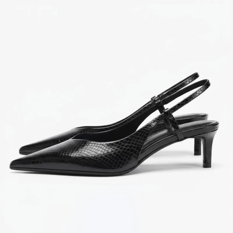 Kvinne Slingbacks Spiss Tå Pythonpregede Design 5