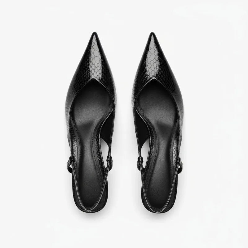 Kvinne Slingbacks Spiss Tå Pythonpregede Design 6