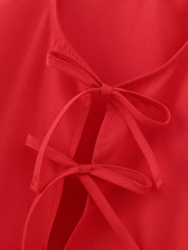 Kvinne Strappy Puff Sleeve Skjorte i Polyester 3