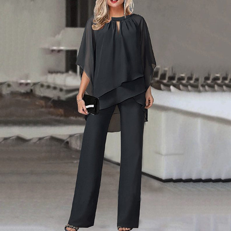 Kvinne To-delt Sett Elegant Stoff 2
