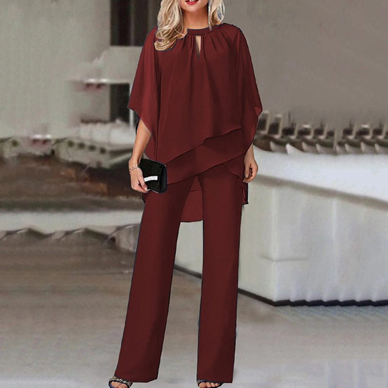 Kvinne To-delt Sett Elegant Stoff 3
