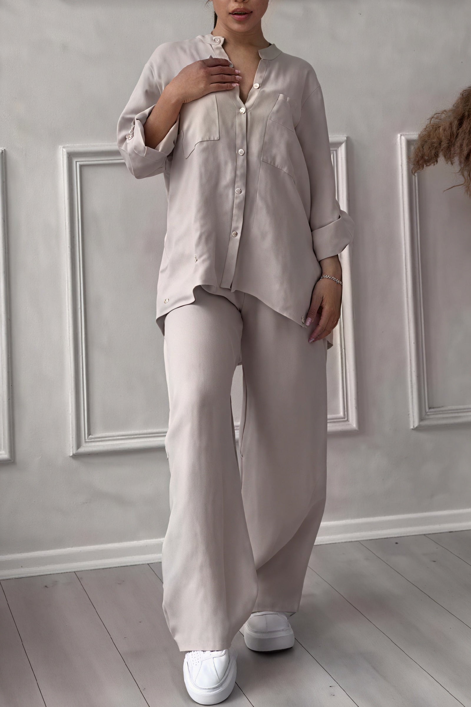 Kvinne Todelt Sett Oversized Stil 1