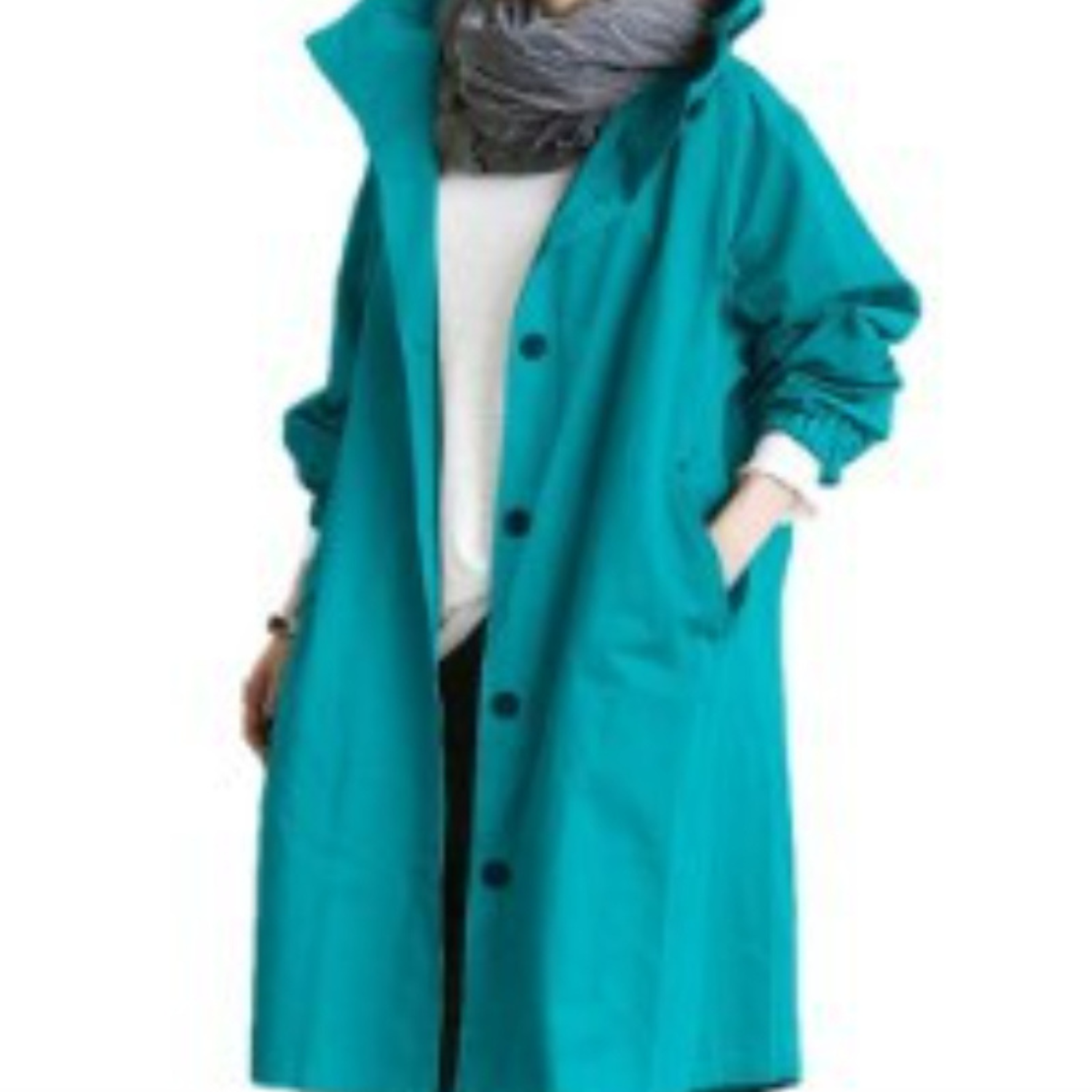 Kvinne Trenchcoat Lang med Hette 2